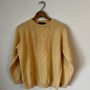 Blarney WOOLLEN Mills Fisherman Cable Knit Yellow Gold Wool Blend Angora Rope S